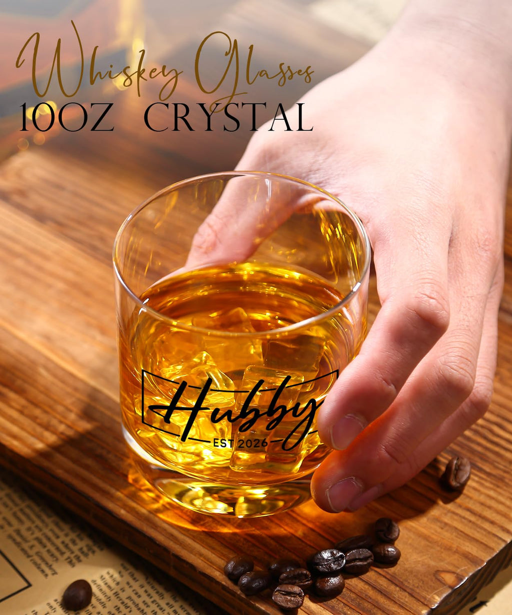 comfit Wedding Gifts for Couples 2026,Bridal Shower Gifts, His and Hers Gift,Whiskey Wine Glasses with Diamond Wine Stopper Set，Anniversary Christmas Gift for Couples，Hubby and Wifey