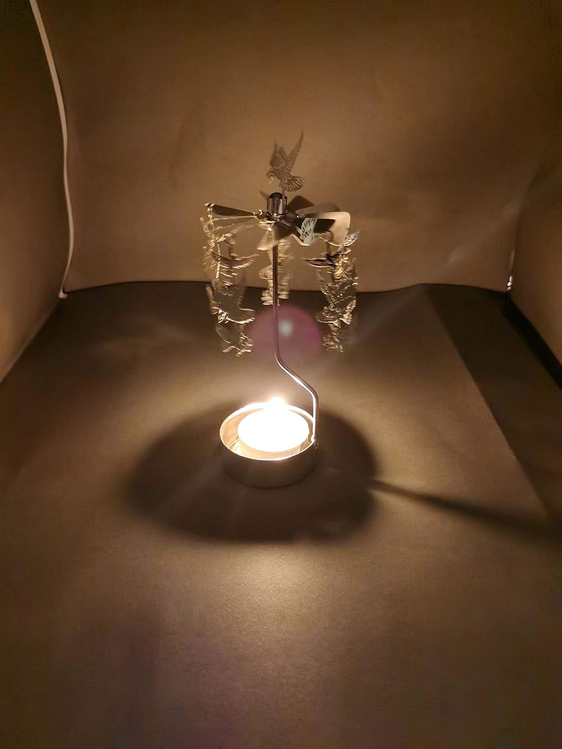 Skiennix Rotary Candle Holder - Elegant Spinning Metal Design | Small Dove of Peace Gift