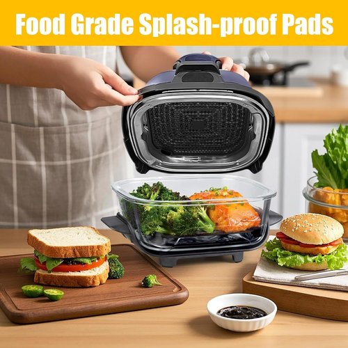 Palksky Air Fryer Heat Resistant Mat & Splatter Shield for Ninja Crispi Airfryers,Silicone Trivets & Splatter Guard for Ninja Crispi Accessories Portable Glass Cooking System Holder(Dark Gray&Black)