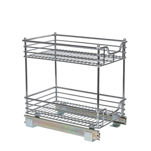 Household Essentials Glidez Chrome-Plated Steel 2-Tier Sliding Under Sink Cabinet Organizer, Chrome