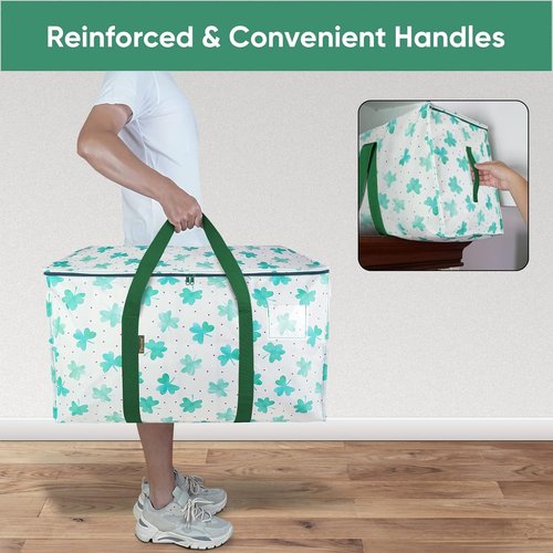 BALEINE Oversized Moving Bags - Heavy-Duty Storage Totes with Reinforced Handles | 2-Pack in Clover