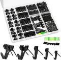 KURUI Picture Hanging Kit - 385Pcs Heavy Duty Hooks, Sawtooth & Nails for Frames | Black