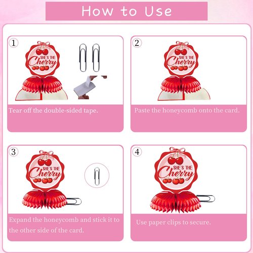 Refavor Cherry Baby Shower Decorations for Girls, 9PCS She's the Little Cherry Theme Honeycomb Centerpieces Decor, Cherry Welcome Baby Party Table Decoration Supplies Kids