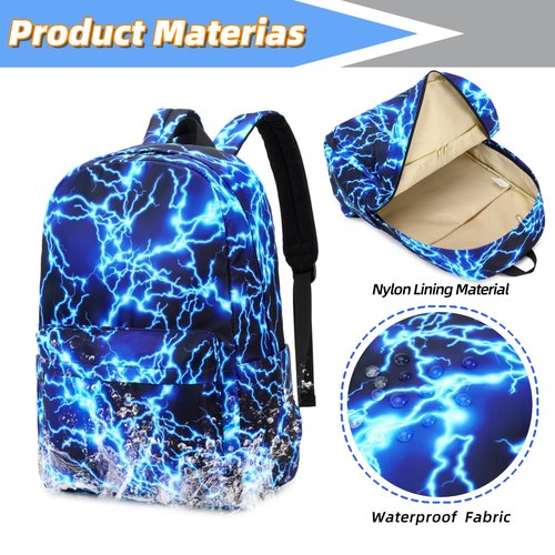 MSKYWU Backpack For Boy Elementary School Bookbag Durable Kid's Backpack Lightweight Travel Daypack (Blue-Light)