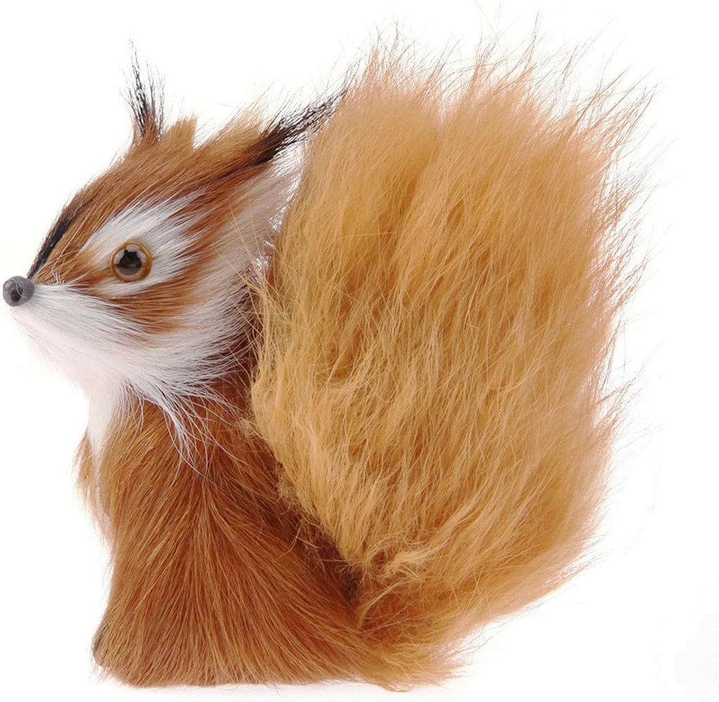 Skiennix Realistic Furry Squirrel | Lifelike Faux Fur Easter Basket Stuffer | 3.1-Inch Home Decoration