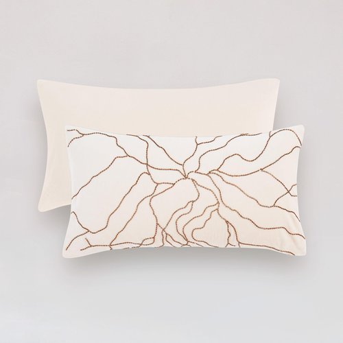 Lush Decor x Chuks Collins Roots Velvet Decorative Pillow Cover Single 12" W x 22" L Cream - 12x22 Pillow Cover - Luxury Throw Pillows for Bed, Couch or Chair - Luxury Home Decor