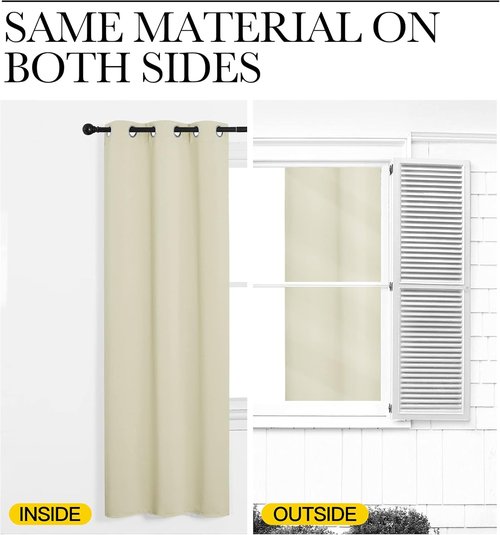 NICETOWN Beige Room Darkening Curtains - 96" Long | Total Privacy Drape Panels for Boho Farmhouse Decor (Set of 2, 55" Wide)