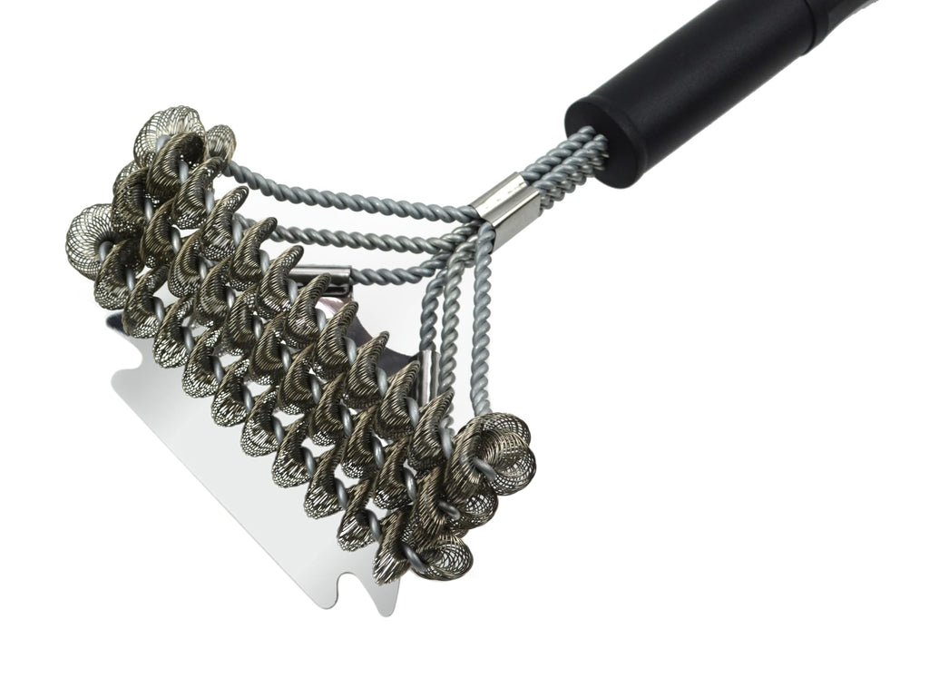 MIJIG Bristle-Free Grill Grate Cleaning Brush and Scraper with Stainless Steel Triple Helix Head (Safe for Charcoal, Gas, Electric, and Porcelain Grills)