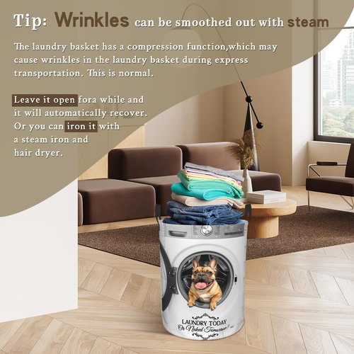 Funny Bulldog Laundry Basket Foldable Waterproof Oxford Cloth Animal Dog Laundry Hamper Clothes Storage Bucket Toy Organizer For Bathroom Bedroom Storage Basket 16.5"x18.9"