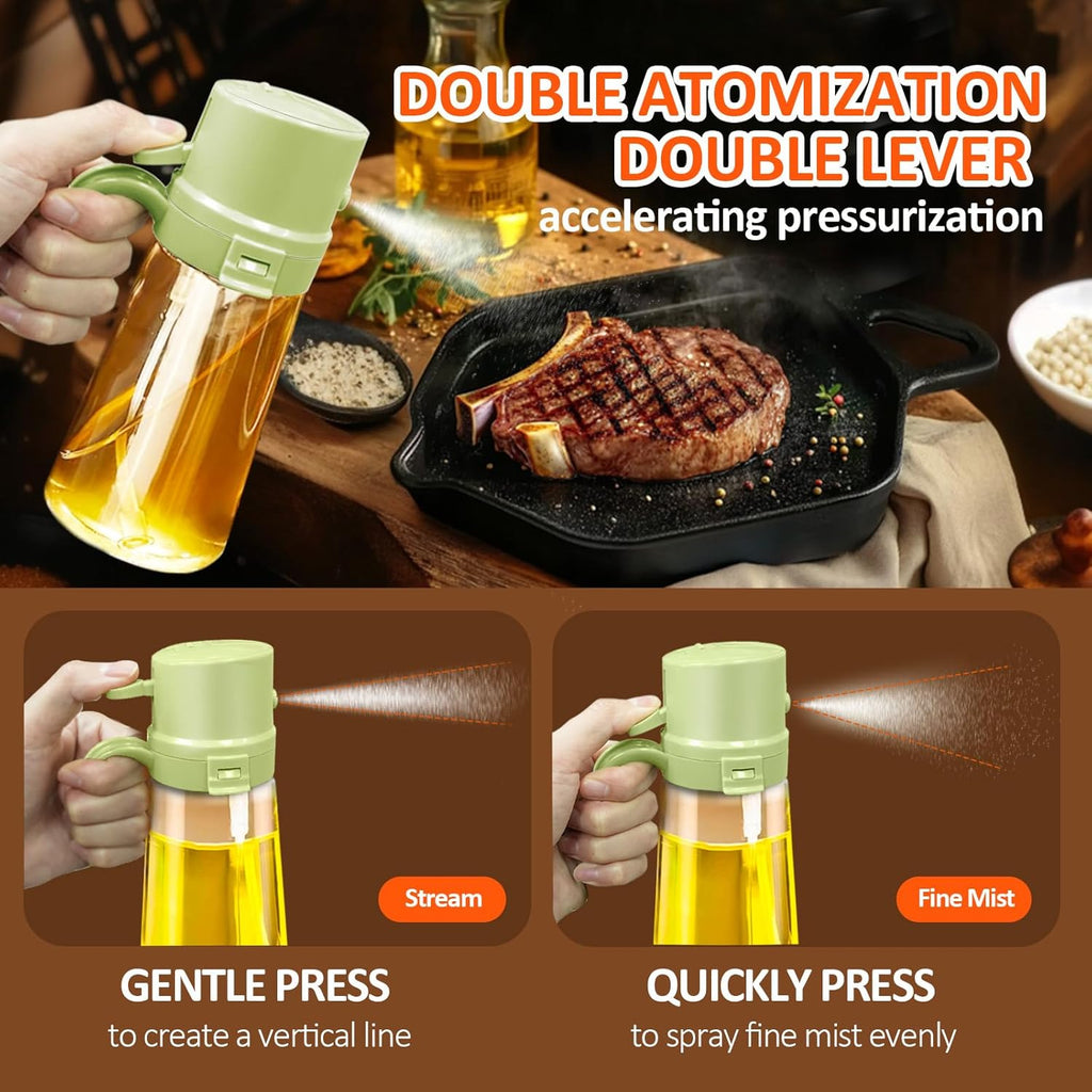 YARRAMATE Oil Sprayer - 16oz Easy Refillable Glass Dispenser for Cooking | Food-Grade, Green