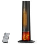Oylus Tower Heater for Indoor Use - 25" Portable Space Heater with 3D Flame, Remote, Adjustable Thermostat, 2 Heat Modes, Multiple Safety Protection, 12H Timer, Quiet Electric Heater for Large Room
