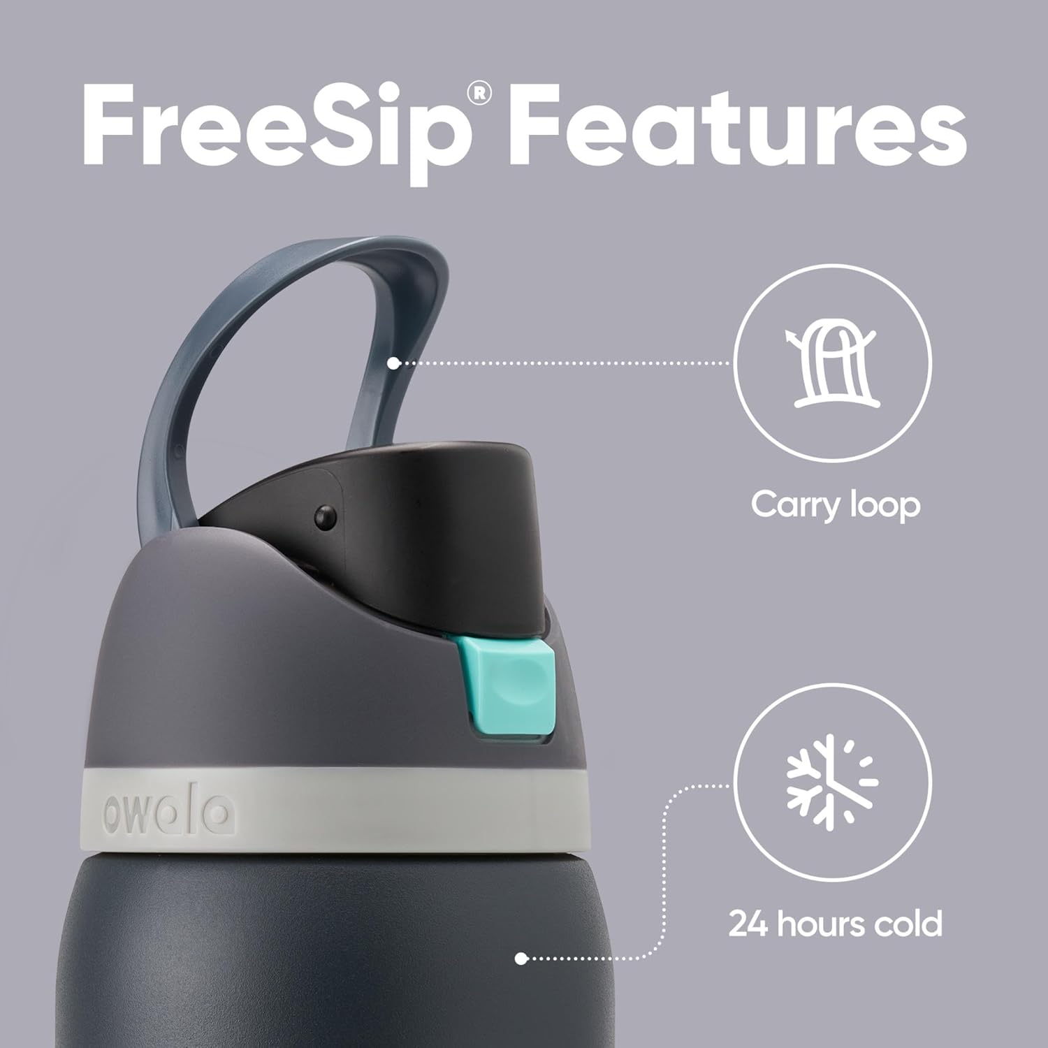 Owala FreeSip 32 oz Insulated Stainless Steel Water Bottle - BPA-Free with Straw | Foggy Tide Color for Sports & Travel