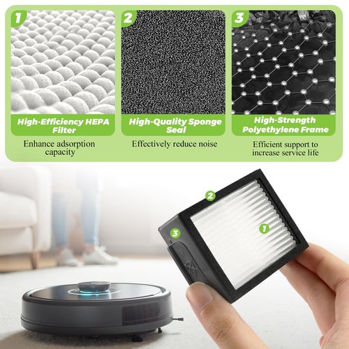 12Pack Filters Replacement for iRobot Roomba E I & J Series Combo E5 E6 E7 i3 i3+ i4 i4+ i5 i5+ i6 i6+ i7 i7+ i8 i8+ J5 J6 J8 Vacuum Cleaner-12 x High Efficiency Filters 4639161,1 x Brush by Techecook