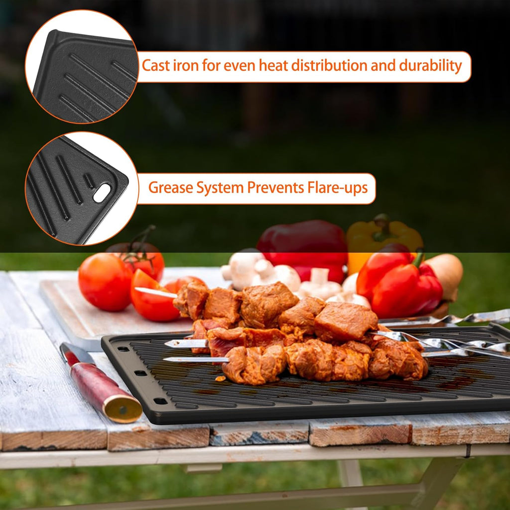 Onlyfire 7638 Reversible Cast Iron Griddle - BBQ Cooking Replacement for Weber Spirit I & II 300 Series