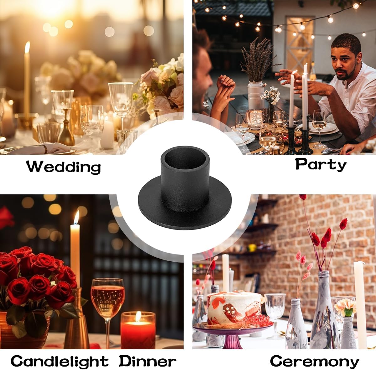 Skiennix Candle Holders - 4 PCS Matte Black Iron Centerpieces for Home Decor & Special Events