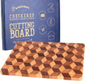 End Grain Wooden Cutting Board for Kitchen 15"x 11" - Walnut Hardwood Chopping Block with Non Slip Grips - Ideal for Charcuterie & Meat Butcher - Handmade 3D Design Wood (0.75" Thick, Large)