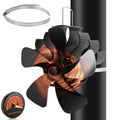 PYBBO Heat Powered Wood Stove Fan, 5 Blades Pipe Fireplace Fan, Silent Operation Motors Thermal Stove Fan for Wood Burning Stove/Pellet/Log/Gas Burner with Magnetic Thermometer