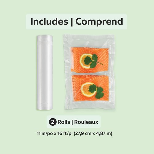 FoodSaver Vacuum Seal Rolls - 11" x 16' BPA-Free Multilayer for Optimal Food Preservation | 2-Pack