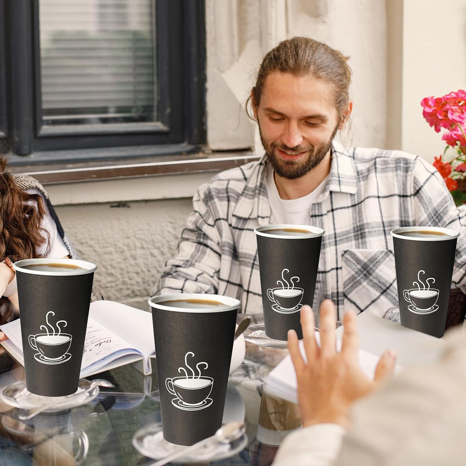TOPVALUE 16 oz Disposable Paper Coffee Cups - 210 Count for Parties & Everyday Use