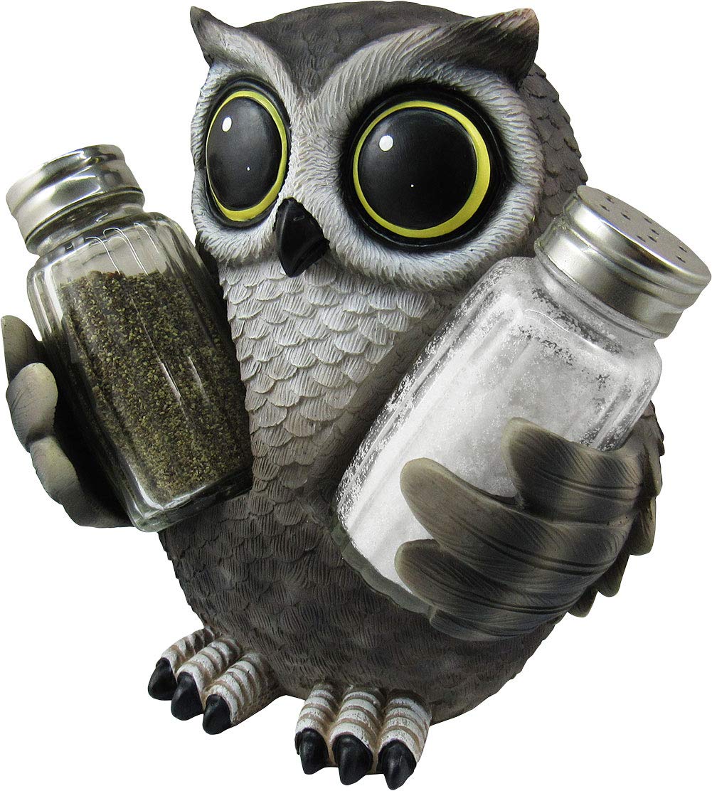 DWK Animal Holder with Salt And Pepper Shaker Set (3 Piece) | Kitchen Décor and Accessories | Salt and Pepper Shakers | Home Décor | Home Decorations… (Owl)