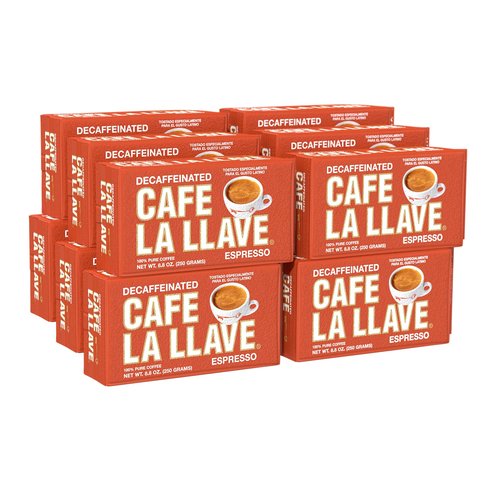 Cafe La Llave Decaf Dark Roast Ground Espresso Coffee, 12-Pack, 8.8 oz Bricks – Bold Cuban-Style Blend, Moka Pot, Espresso, Drip – Strong Rich Flavor
