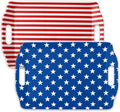 FYSUIMU Patriotic Serving Trays - 4 Pcs American Flag Design | 10 x 15 In for 4th of July Celebrations