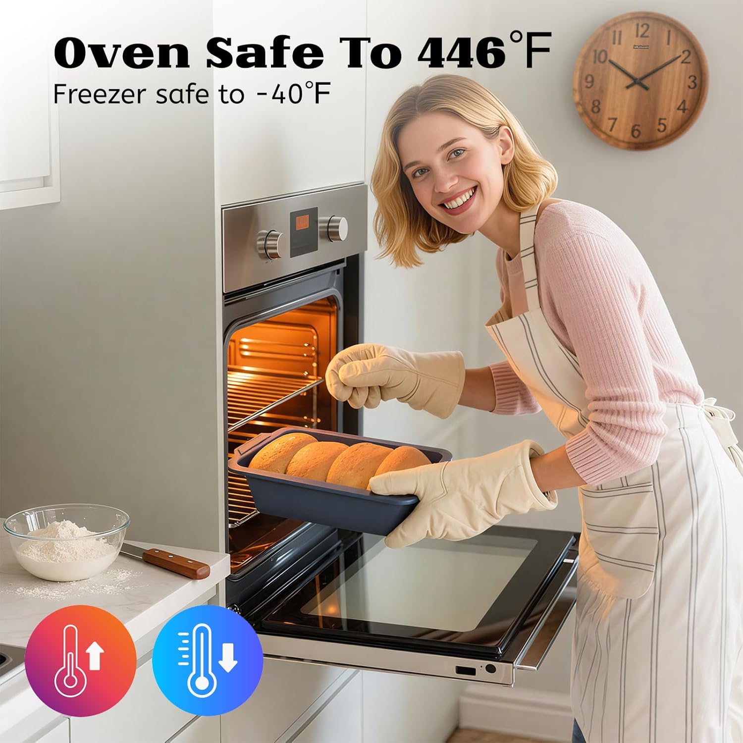 Skiennix Silicone Bread Pan - 9.5 x 5 Inch Nonstick Loaf Pan with Metal Frame | Ideal for Baking Sourdough & Banana Bread