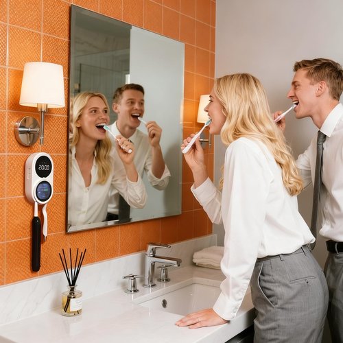iHave Toothbrush Sanitizer Holder with UVC & 100M Negative Ions: Auto-Cycle for 360° Disinfection, Mold & Odor Removal | USB Toothbrush Holders Wall Mounted with Wave Sensor, LED, Heated & Fan Drying