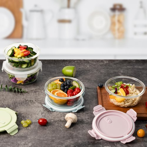 20oz Food Storage Containers with lids Set, Airtight 2.5 Cup Glass Meal Prep Containers, Heat-Resistant BPA-Free Glass Containers for Soup Leftover, Microwave, Dishwasher Freezer Safe (4 Packs)
