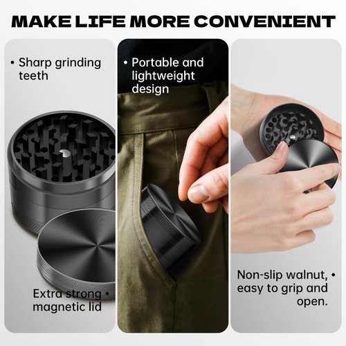 Grinder 2.5-inch Stainless Steel Kitchen Utensil Black