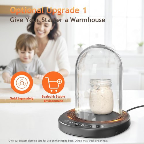 Large Glass Dome for Pakusane Sourdough Starter Heating Pad Accessories Durable Clear Glass Cover-Larger((6.7" *4.73") (GlassDome-Larger)