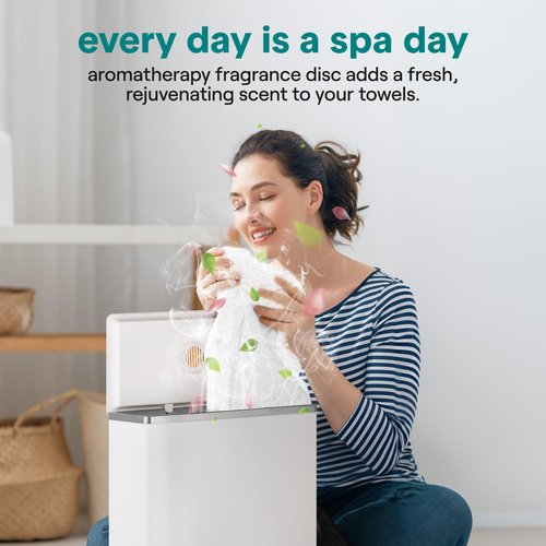 SereneLife Luxury Rectangle Towel Warmer - Spa & Bathroom Heater with Custom Fragrance, Auto Shut-Off, Fits 2 large Towels, Blankets, Bathrobes, PJ's - Perfect Gift for Him & Her (Silver)