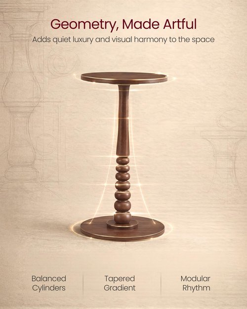 VASAGLE MARIEL Collection - Round Side Table, Small Drink End Table for Small Spaces, Accent Nightstand, Solid Wood Leg, Mid-Century Modern, for Living Room Bedroom, Chestnut Walnut ULET293KX01S