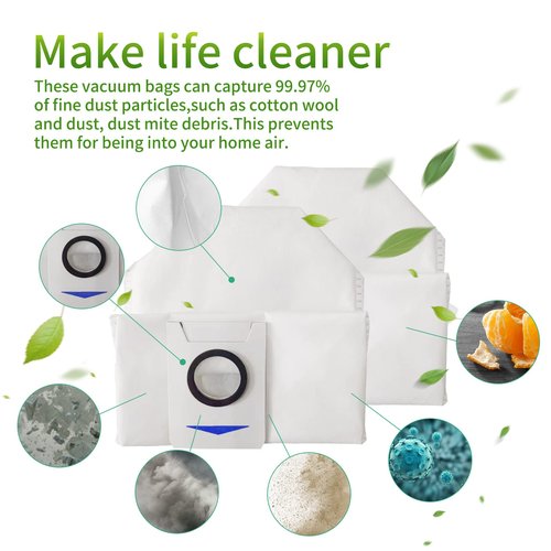 10 pack Replacement Vacuum Cleaner Filter Bags Compatible with ECOVACS DEEBOT X1 OMNI Turbo T10 T20 Robot Vacuum Cleaner…