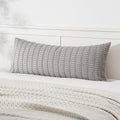 MIULEE Light Grey Long Body Lumbar Throw Pillow Cover - Soft Boho Design 14x36 Inch for Sofa & Bed