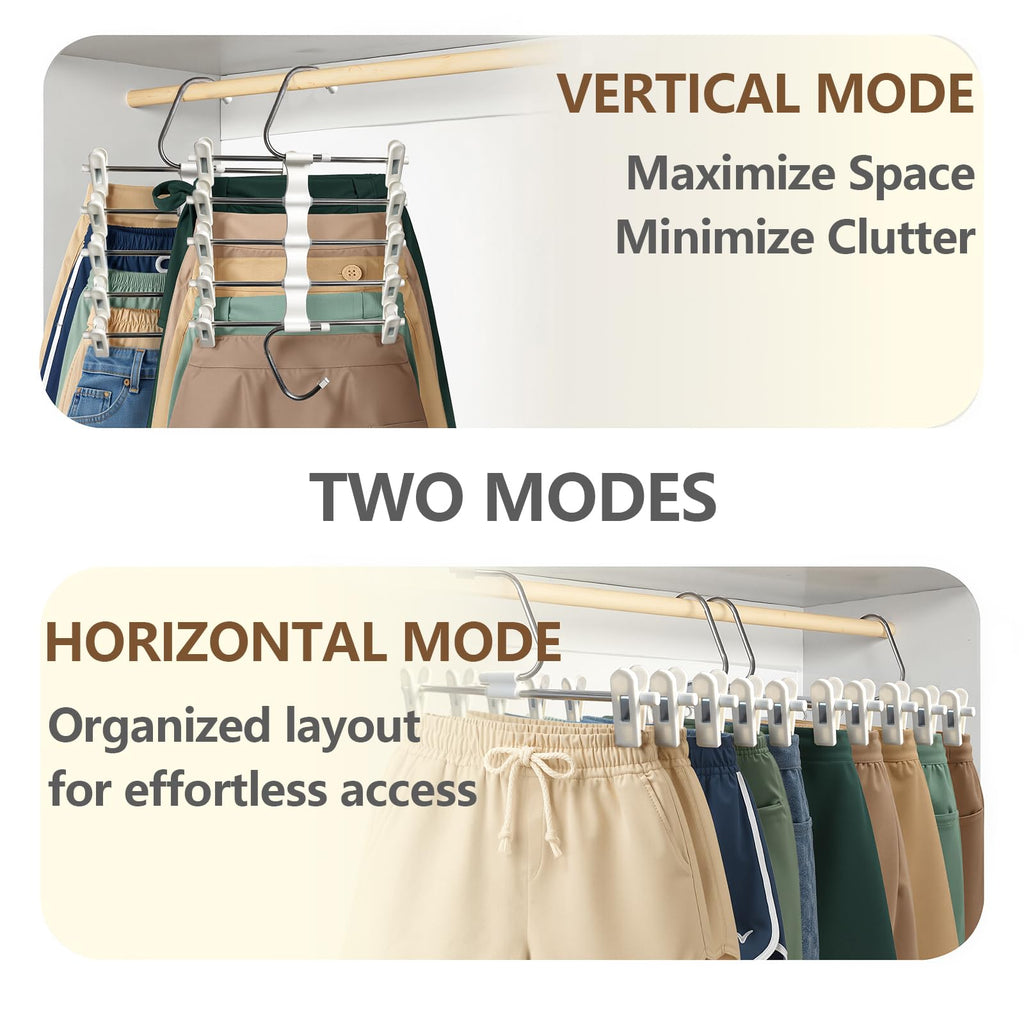 Zylkorb Skirt Hangers, Pants Hangers with Clips Space - 2 Pack - Space Saving Metal Closet Organizer for Shorts, Skirts, and Pants - Closet Organizer and Storage for Pants Jeans Skirts Legging