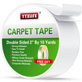 YYXLIFE Double-Sided Rug Tape | Strong Adhesive for Hardwood Floors - Non-Slip, Residue-Free, 2" x 10 Yards, White
