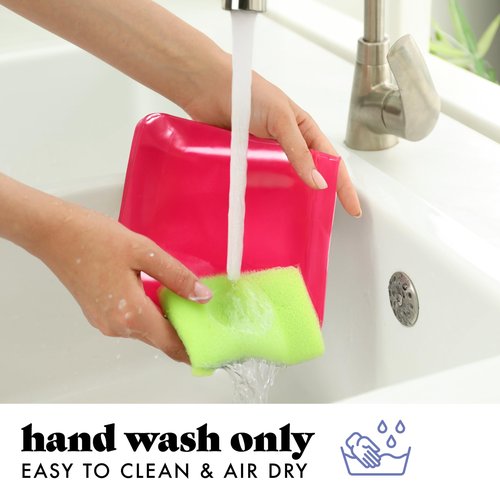 Fit & Fresh Reusable PEVA Storage Bags 3 Pack, Reusable Food Storage Bags, LeakProof Bag, Durable, Reusable Sandwich Bags, Freezer Safe Bags, Hand Wash, Easy to Clean, Eco-Friendly, Pink Bows