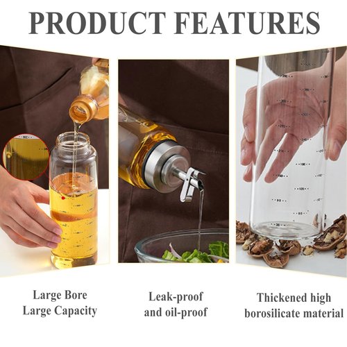 IVICOO Olive Oil Dispenser Bottle,Oil Dispenser For Kitchen,Bottles For Kitchen,17 Oz Automatic Opening And Closing Leak Proof Glass Dispenser