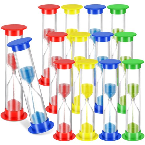 12 Pcs 5 Minute Sand Timer Plastic Colored Hourglass Timer Mini Sand Timer Classroom Sand Timers for Teacher Students School Classroom Home Office Supplies(12, Colors)