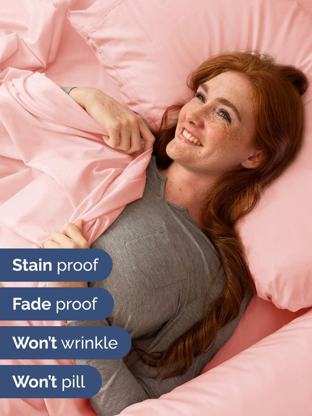 Skiennix Extra Deep Twin Sheet Set - 4 Piece Breathable Cooling Bedding - Soft Wrinkle-Free Baby Pink
