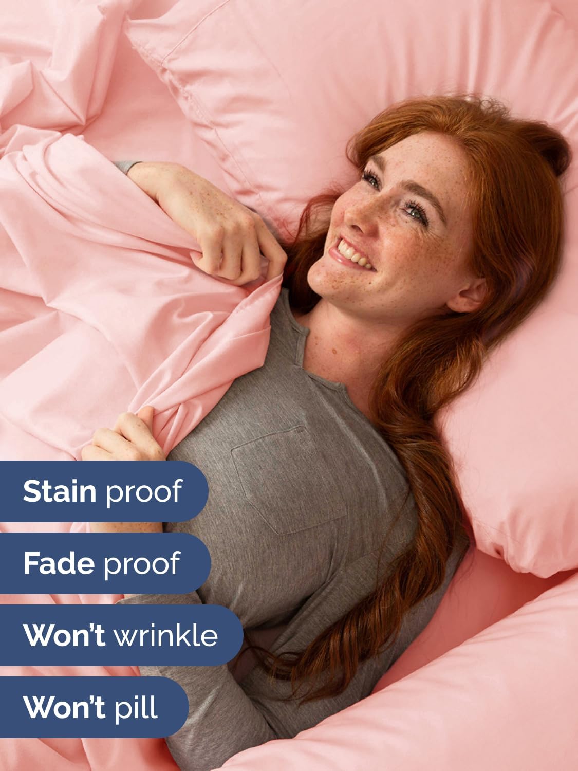 Skiennix Extra Deep Twin Sheet Set - 4 Piece Breathable Cooling Bedding - Soft Wrinkle-Free Baby Pink