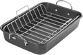 KITESSENSU Nonstick Roasting Pan - Heavy Duty Turkey Roaster with Rack, 15 x 11 Inch, Gray