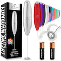 Zulay Kitchen Milk Frother Handheld Electric Whisk with AA Duracell Batteries – Durable Drink Mixer for Coffee, Lattes, Cappuccinos & More - Silver
