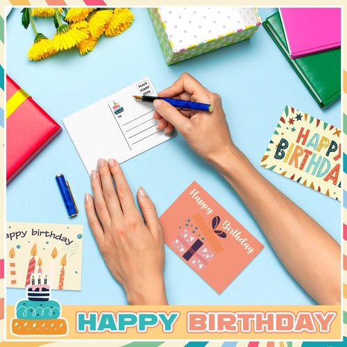 Kosiz 120 Pcs Birthday to You Cards 4 x 6 Inch Postcards Assorted Greeting Cards Blank Note Cards, 12 Styles
