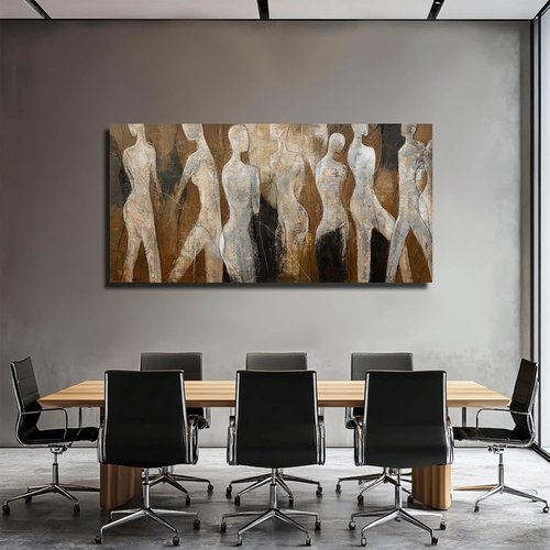 CHUDANHAO Graffiti Line Artwork - Brown Abstract Wall Art for Living Room | Large 29"x58" Decor