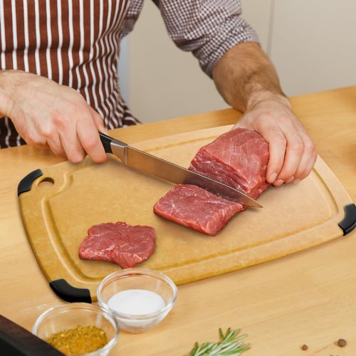 Dishwasher Safe Cutting Boards for Kitchen - Extra Large 18" x 12" Composite Wood Cutting Board with Juice Groove, Non-Slip Feet & Lightweight Eco-Friendly Design - Natural