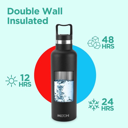 Milton 24 oz Stainless Steel Insulated Water Bottle - Leakproof, Double-Walled Flask for Hot & Cold Beverages | Travel Friendly, Dishwasher Safe