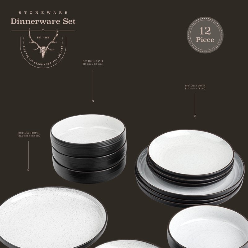 Ceramic Dinnerware Set - 12-Piece Rustic Charm