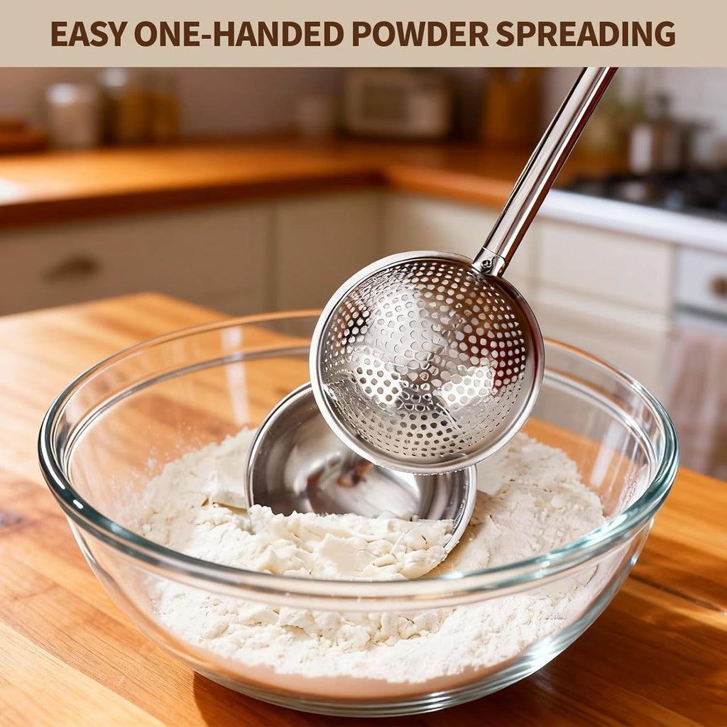 Skiennix Flour Duster | Stainless Steel Powder Sugar Shaker with Spring Handle - 2PCS Set